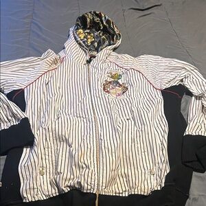 Akademiks White and Black Striped Hoodie